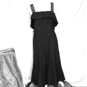 Ruffle tank black midi dress